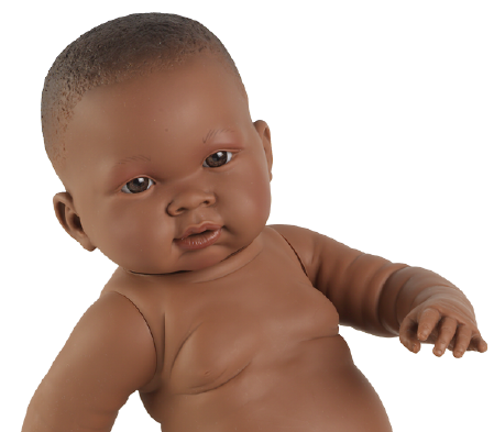 Winst Veeg Zeker L06c Llorens levensechte babypop donker meisje full body zonder kleding 45  cm – Selintoys