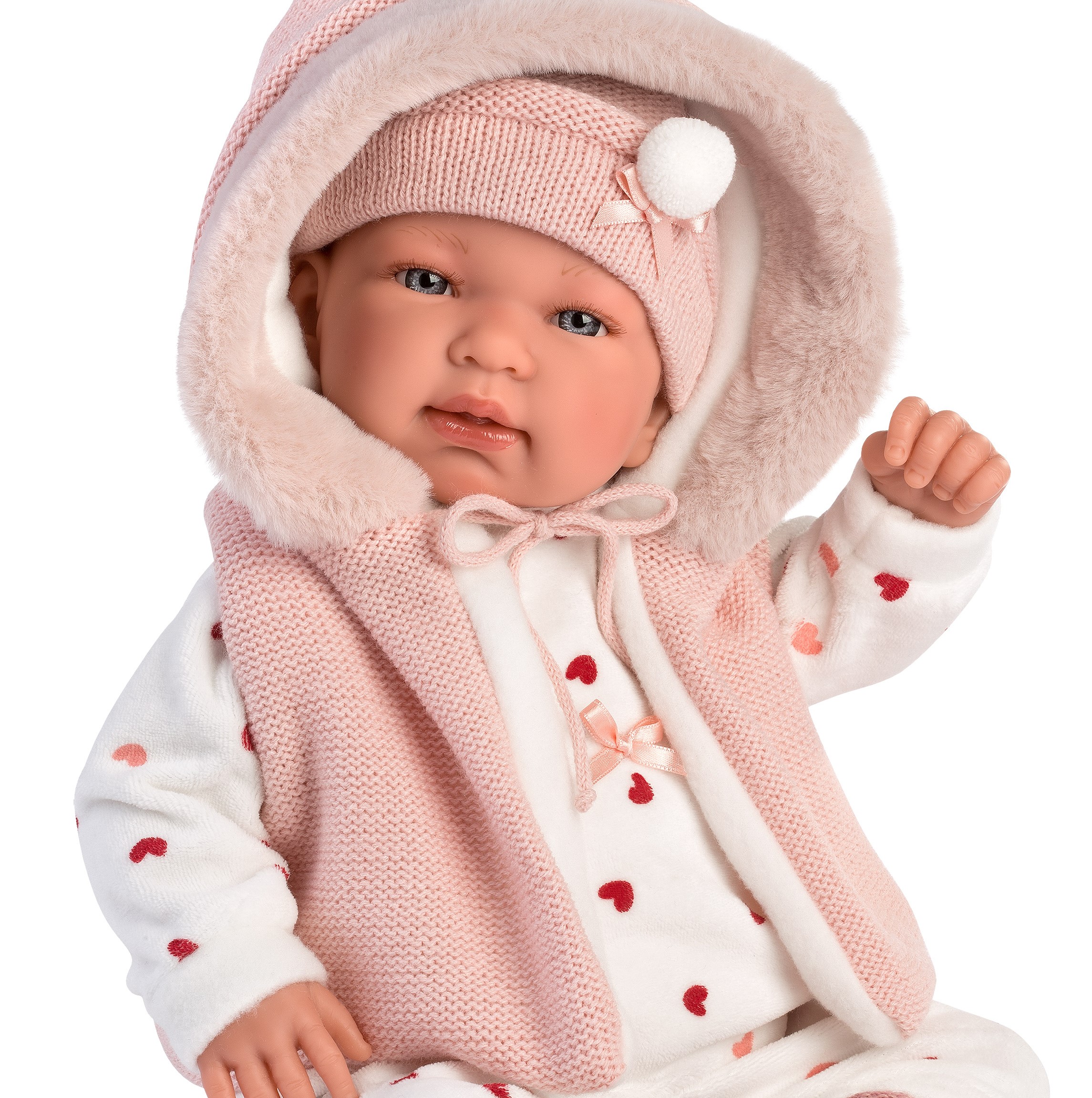 besluiten extreem Hallo L12a Llorens levensechte babypop softbody baby pop met geluid roze witte  kleding speen 44 cm – Selintoys