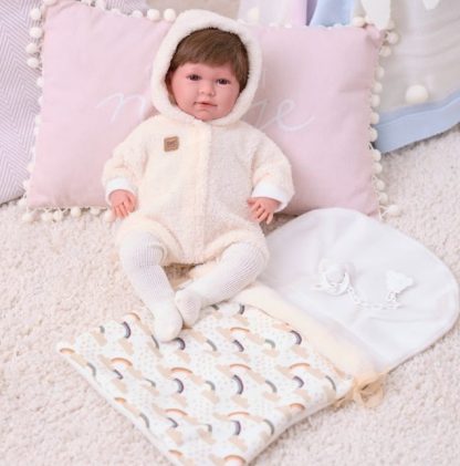 L08a Llorens levensechte babypop soft body met haar geluid kleding en speen 42 cm - Afbeelding 3