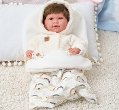 L08a Llorens levensechte babypop soft body met haar geluid kleding en speen 42 cm - Afbeelding 18