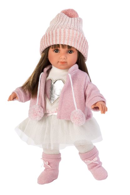 L22d Llorens popje soft body pop met bruin haar en kleding 35 cm - Afbeelding 3