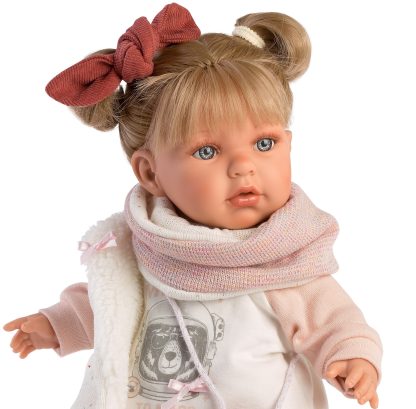 L18g Llorens babypop softbody pop blond haar met geluid kleding 42 cm - Afbeelding 8