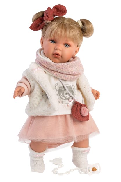 L18g Llorens babypop softbody pop blond haar met geluid kleding 42 cm - Afbeelding 7