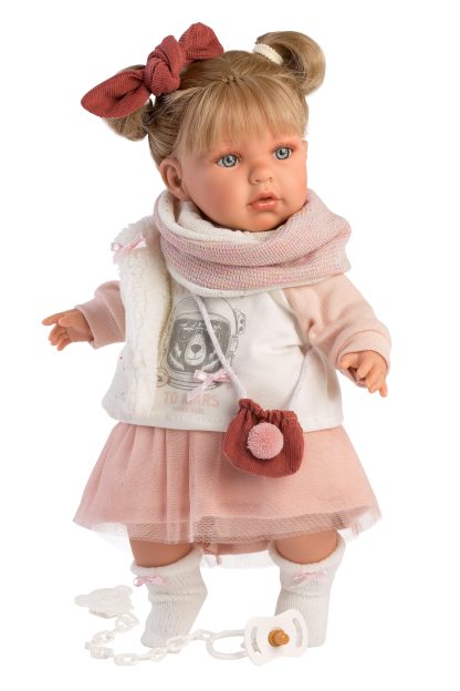 L18g Llorens babypop softbody pop blond haar met geluid kleding 42 cm - Afbeelding 2