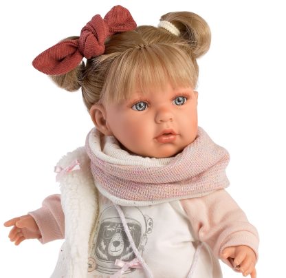 L18g Llorens babypop softbody pop blond haar met geluid kleding 42 cm - Afbeelding 4