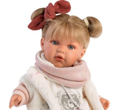 L18g Llorens babypop softbody pop blond haar met geluid kleding 42 cm